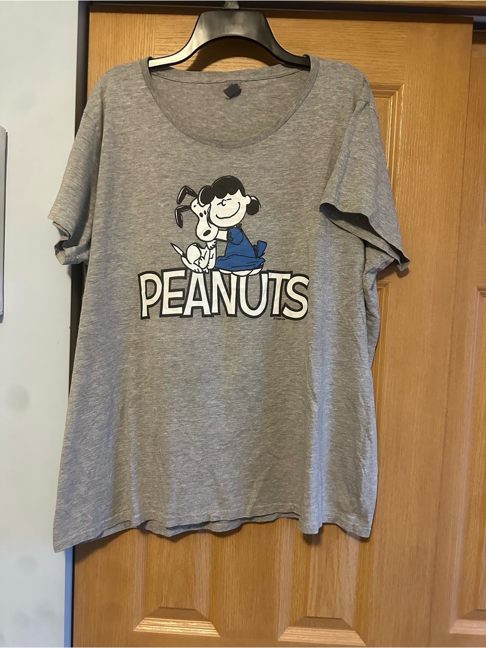 Peanuts Gray Short Sleeve Tee with Lucy & Snoopy Graphic